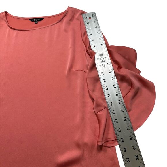 MISOOK Peach‎ Orange Crew Neck Detail 3/4 Sleeve Top Size Small (256) - Picture 4 of 8